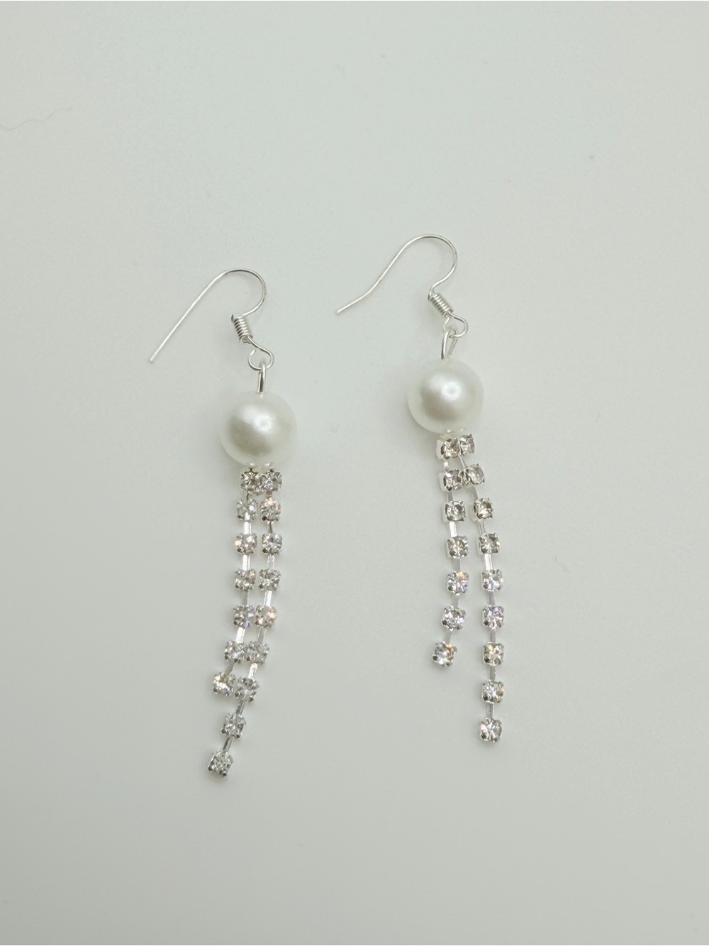 Bridal Inspired Simulated Pearl & Crystal Drop Earrings